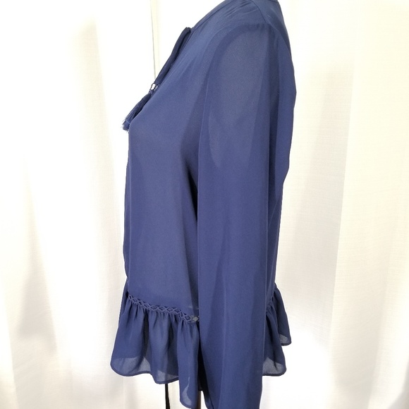 Ana a New Approach tassel cord blue blouse top. M - Picture 2 of 8